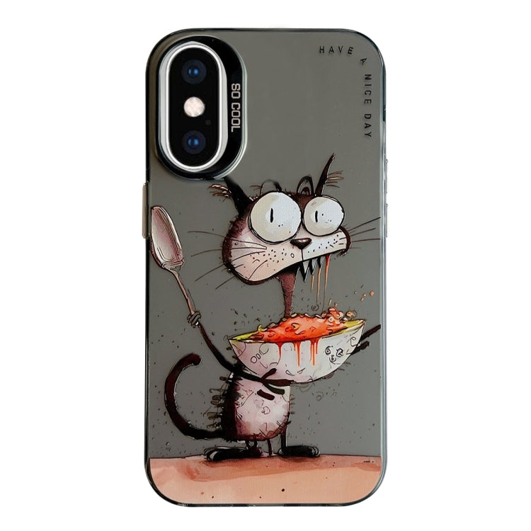 غطاء هاتف من سلسلة لوحات الزيت بنقشة حيوانات، PC + TPU، لهاتف iPhone XS Max
