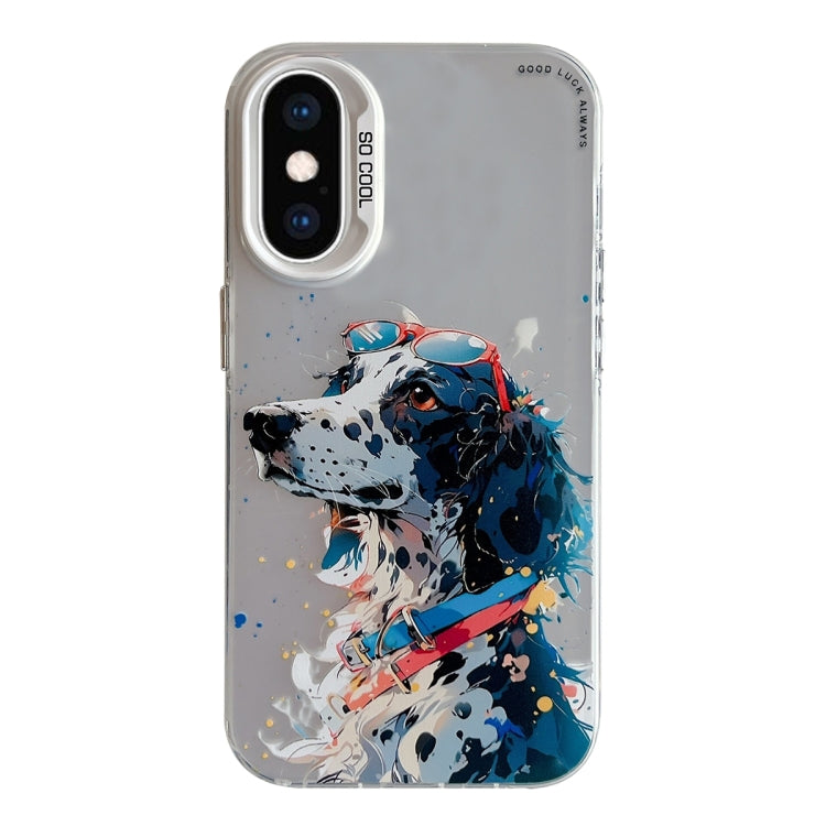 غطاء هاتف من سلسلة لوحات الزيت بنقشة حيوانات، PC + TPU، لهاتف iPhone XS Max