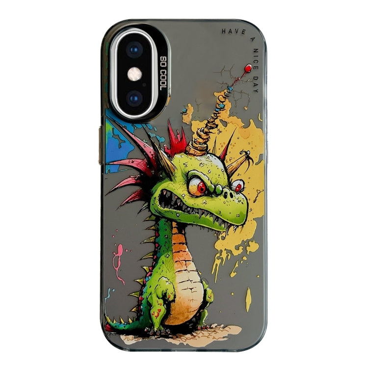 غطاء هاتف من سلسلة لوحات الزيت بنقشة حيوانات، PC + TPU، لهاتف iPhone XS Max