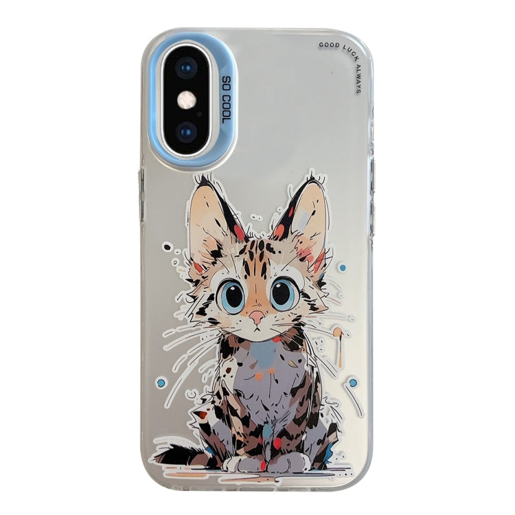 غطاء هاتف من سلسلة لوحات الزيت بنقشة حيوانات، PC + TPU، لهاتف iPhone XS Max