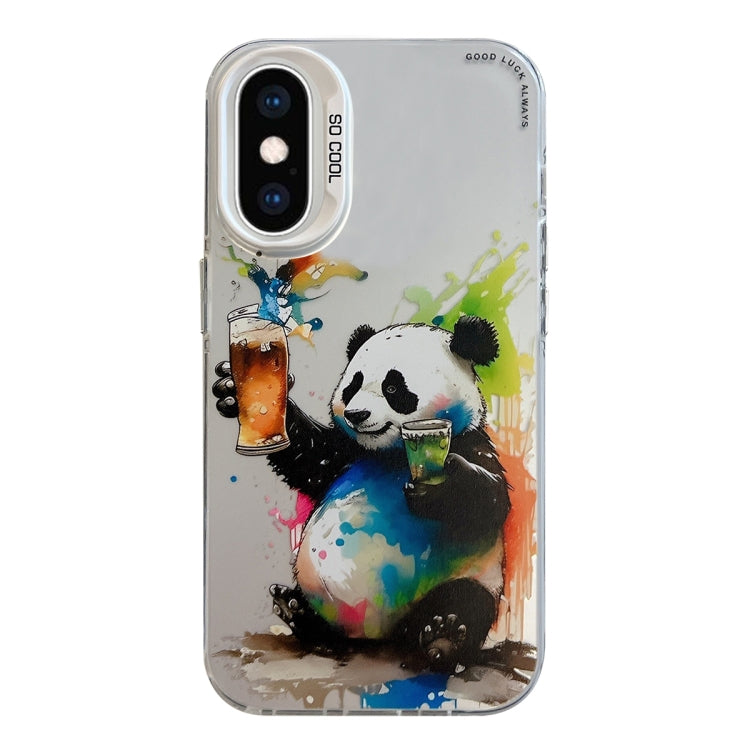 غطاء هاتف من سلسلة لوحات الزيت بنقشة حيوانات، PC + TPU، لهاتف iPhone XS Max