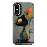 غطاء هاتف من سلسلة لوحات الزيت بنقشة حيوانات، PC + TPU، لهاتف iPhone XS Max
