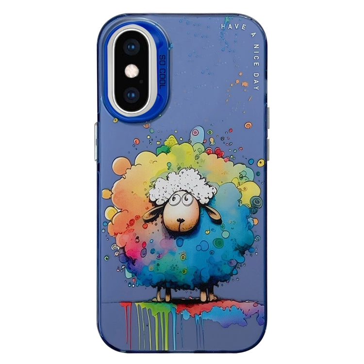 غطاء هاتف من سلسلة لوحات الزيت بنقشة حيوانات، PC + TPU، لهاتف iPhone XS Max