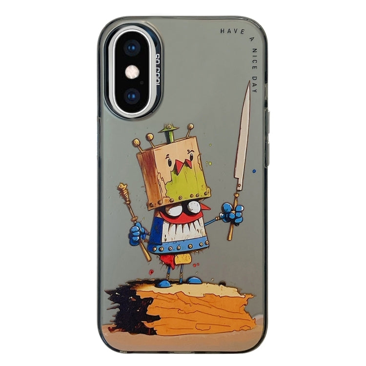 غطاء هاتف من سلسلة لوحات الزيت بنقشة حيوانات، PC + TPU، لهاتف iPhone XS Max