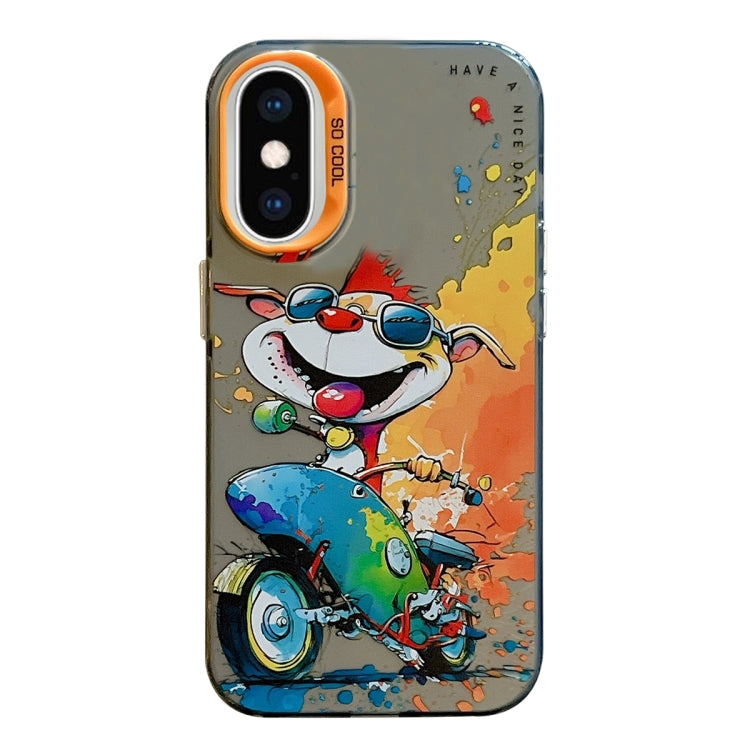غطاء هاتف من سلسلة لوحات الزيت بنقشة حيوانات، PC + TPU، لهاتف iPhone XS Max
