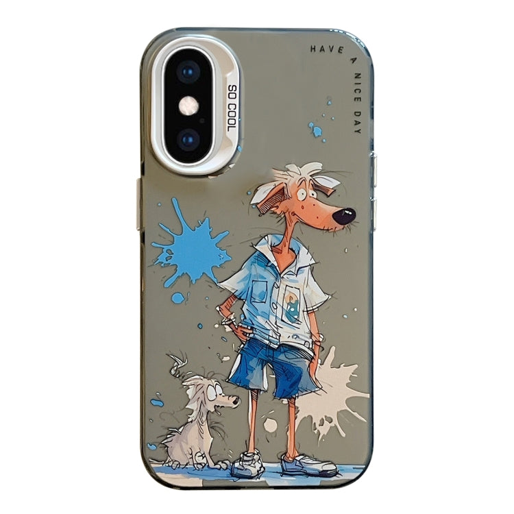 غطاء هاتف من سلسلة لوحات الزيت بنقشة حيوانات، PC + TPU، لهاتف iPhone XS Max