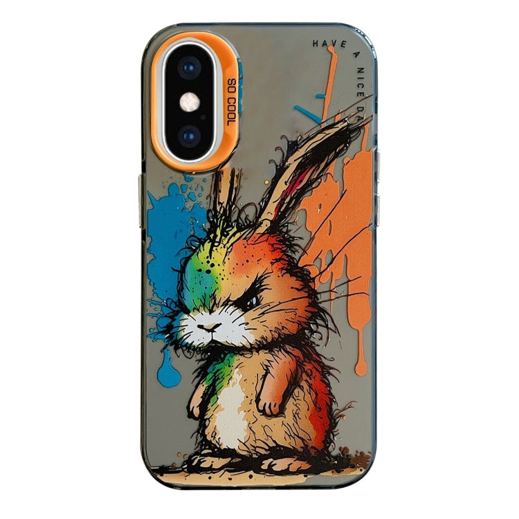 غطاء هاتف من سلسلة لوحات الزيت بنقشة حيوانات، PC + TPU، لهاتف iPhone XS Max