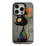 غطاء هاتف من PC + TPU بنقشة لوحات زيتية بنمط حيوانات، لهاتف iPhone 16 Pro Max