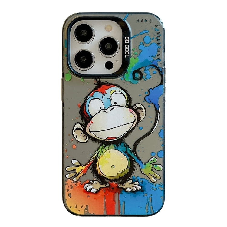 غطاء هاتف من PC + TPU بنقشة لوحات زيتية بنمط حيوانات، لهاتف iPhone 16 Pro Max