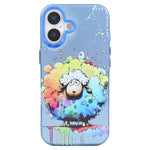 غطاء هاتف من PC + TPU بنقشة لوحات زيتية بنمط حيوانات، لهاتف iPhone 17
