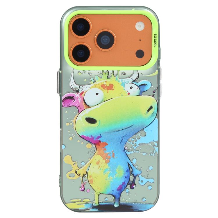 غطاء هاتف من PC + TPU بنقشة لوحات زيتية بنمط حيوانات، لهاتف iPhone 17