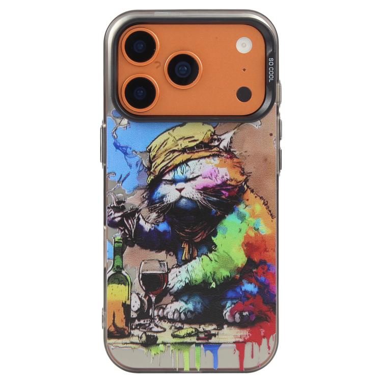 غطاء هاتف من PC + TPU بنقشة لوحات زيتية بنمط حيوانات، لهاتف iPhone 17 Pro