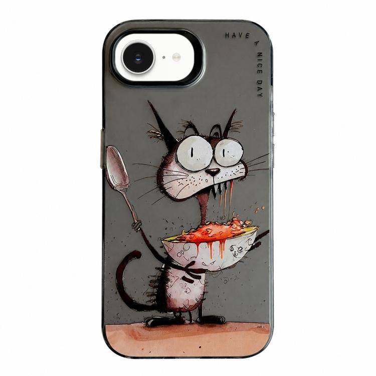 غطاء هاتف من PC + TPU بنقشة لوحات زيتية بنمط حيوانات، لهاتف iPhone 17 Pro Max