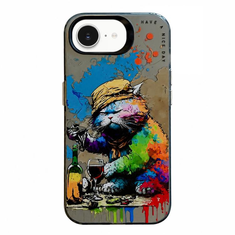 غطاء هاتف من PC + TPU بنقشة لوحات زيتية بنمط حيوانات، لهاتف iPhone 17 Pro Max