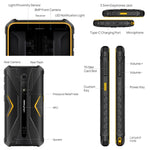 Ulefone Armor X12 Pro، هاتف مقاوم بمعيار IP68/IP69K، شاشة 5.45 بوصة أندرويد 15 معالج MediaTek Helio G36 ثماني النواة، الشبكة: 4G، NFC، 4 جيجابايت + 64 جيجابايت
