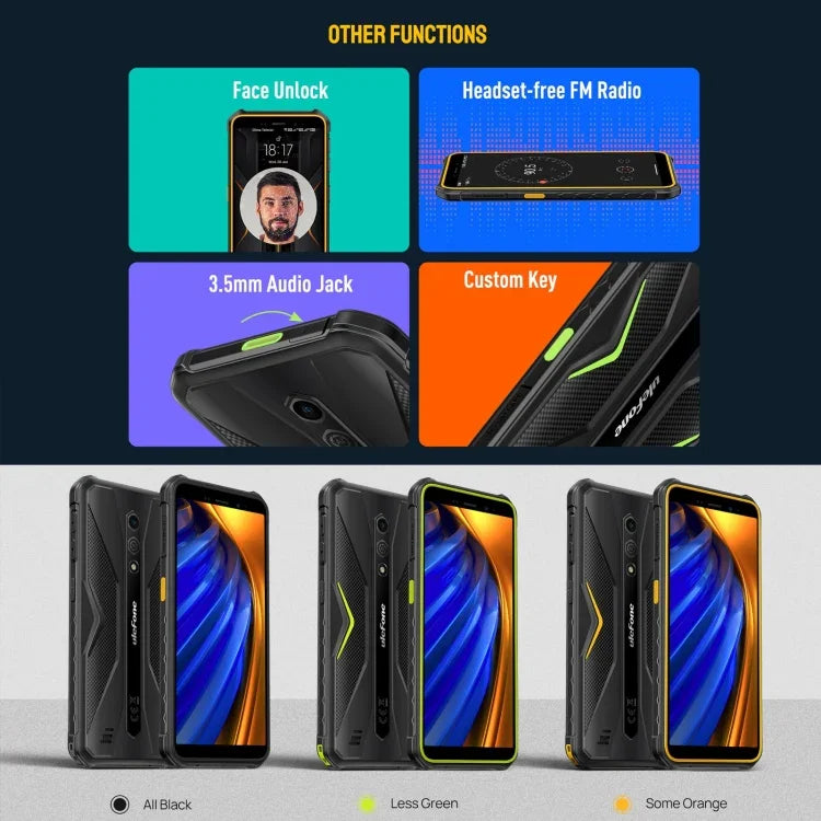 Ulefone Armor X12 Pro، هاتف مقاوم بمعيار IP68/IP69K، شاشة 5.45 بوصة أندرويد 15 معالج MediaTek Helio G36 ثماني النواة، الشبكة: 4G، NFC، 4 جيجابايت + 64 جيجابايت