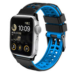 سوار ساعة سيليكون بحزام مزدوج من التويل مع إبزيم، لساعات Apple Watch SE مقاس 40 مم، Apple Watch SE مقاس 44 مم، Apple Watch Series 7 مقاس 41 مم، Apple Watch Series 7 مقاس 45 مم، Apple Watch Series 6 مقاس 40 مم