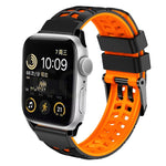سوار ساعة سيليكون بحزام مزدوج من التويل مع إبزيم، لساعات Apple Watch SE مقاس 40 مم، Apple Watch SE مقاس 44 مم، Apple Watch Series 7 مقاس 41 مم، Apple Watch Series 7 مقاس 45 مم، Apple Watch Series 6 مقاس 40 مم