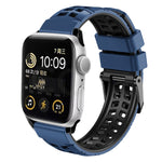 سوار ساعة سيليكون بحزام مزدوج من التويل مع إبزيم، لساعات Apple Watch SE مقاس 40 مم، Apple Watch SE مقاس 44 مم، Apple Watch Series 7 مقاس 41 مم، Apple Watch Series 7 مقاس 45 مم، Apple Watch Series 6 مقاس 40 مم