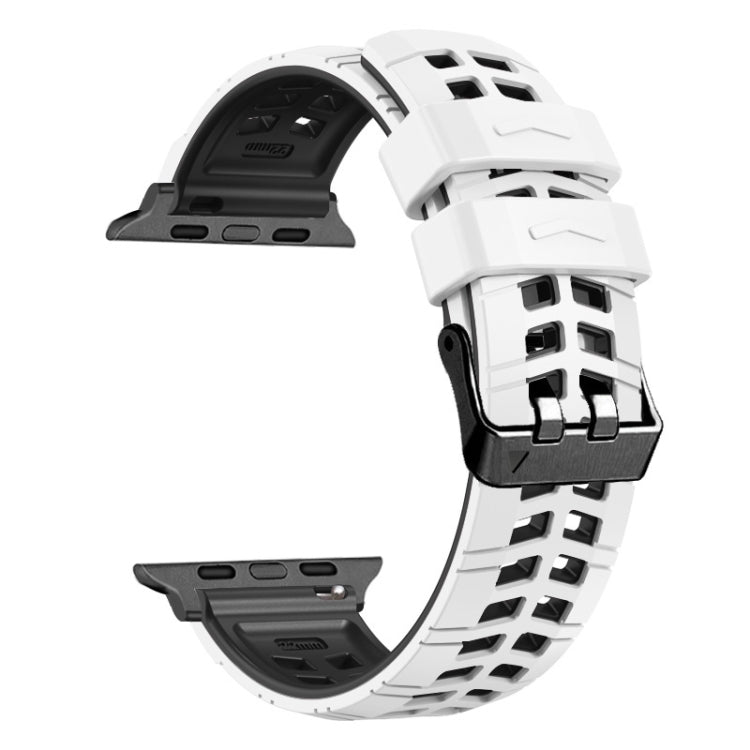 سوار ساعة سيليكون بحزام مزدوج من التويل مع إبزيم، لساعات Apple Watch SE مقاس 40 مم، Apple Watch SE مقاس 44 مم، Apple Watch Series 7 مقاس 41 مم، Apple Watch Series 7 مقاس 45 مم، Apple Watch Series 6 مقاس 40 مم