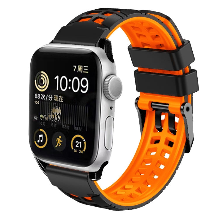 سوار ساعة سيليكون بحزام مزدوج من التويل مع إبزيم، لساعات Apple Watch SE مقاس 40 مم، Apple Watch SE مقاس 44 مم، Apple Watch Series 7 مقاس 41 مم، Apple Watch Series 7 مقاس 45 مم، Apple Watch Series 6 مقاس 40 مم
