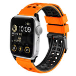 سوار ساعة سيليكون بحزام مزدوج من التويل مع إبزيم، لساعات Apple Watch SE مقاس 40 مم، Apple Watch SE مقاس 44 مم، Apple Watch Series 7 مقاس 41 مم، Apple Watch Series 7 مقاس 45 مم، Apple Watch Series 6 مقاس 40 مم