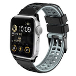 سوار ساعة سيليكون بحزام مزدوج من التويل مع إبزيم، لساعات Apple Watch SE مقاس 40 مم، Apple Watch SE مقاس 44 مم، Apple Watch Series 7 مقاس 41 مم، Apple Watch Series 7 مقاس 45 مم، Apple Watch Series 6 مقاس 40 مم
