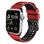 سوار ساعة سيليكون بحزام مزدوج من التويل مع إبزيم، لساعات Apple Watch SE مقاس 40 مم، Apple Watch SE مقاس 44 مم، Apple Watch Series 7 مقاس 41 مم، Apple Watch Series 7 مقاس 45 مم، Apple Watch Series 6 مقاس 40 مم