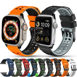 سوار ساعة سيليكون بحزام مزدوج من التويل مع إبزيم، لساعات Apple Watch SE مقاس 40 مم، Apple Watch SE مقاس 44 مم، Apple Watch Series 7 مقاس 41 مم، Apple Watch Series 7 مقاس 45 مم، Apple Watch Series 6 مقاس 40 مم
