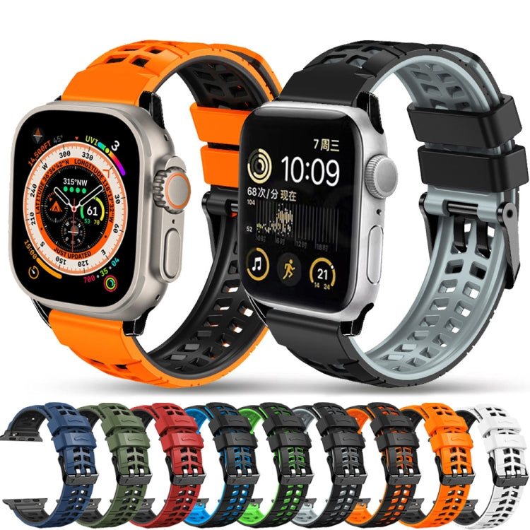 سوار ساعة سيليكون بحزام مزدوج من التويل مع إبزيم، لساعات Apple Watch SE مقاس 40 مم، Apple Watch SE مقاس 44 مم، Apple Watch Series 7 مقاس 41 مم، Apple Watch Series 7 مقاس 45 مم، Apple Watch Series 6 مقاس 40 مم