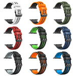 سوار ساعة سيليكون بحزام مزدوج من التويل مع إبزيم، لساعات Apple Watch SE مقاس 40 مم، Apple Watch SE مقاس 44 مم، Apple Watch Series 7 مقاس 41 مم، Apple Watch Series 7 مقاس 45 مم، Apple Watch Series 6 مقاس 40 مم