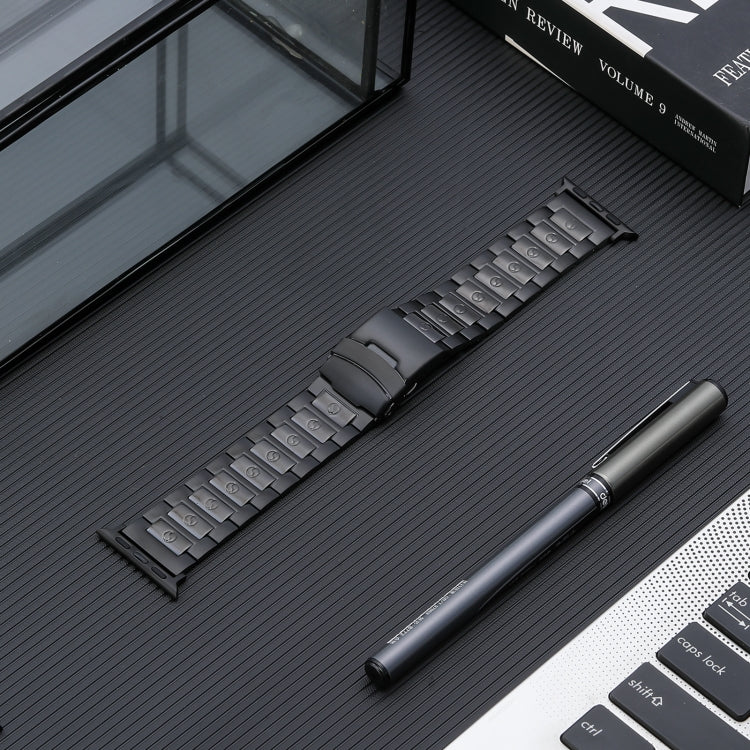 Safety Buckle Titanium Steel Watch Band, For Apple Watch Ultra 49mm, For Apple Watch SE 2023 44mm, For Apple Watch SE 2023 40mm, For Apple Watch Ultra 2 49mm, For Apple Watch Series 9 45mm, For Apple Watch SE 2022 40mm, For Apple Watch SE 2022 44mm    ...