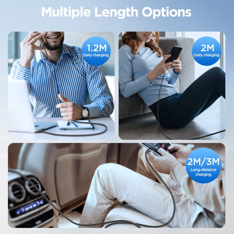 JOYROOM SA25-CL3 30 واط USB-C/Type-C إلى 8 دبابيس كابل بيانات شحن سريع، 1.2م، 2م، 3م