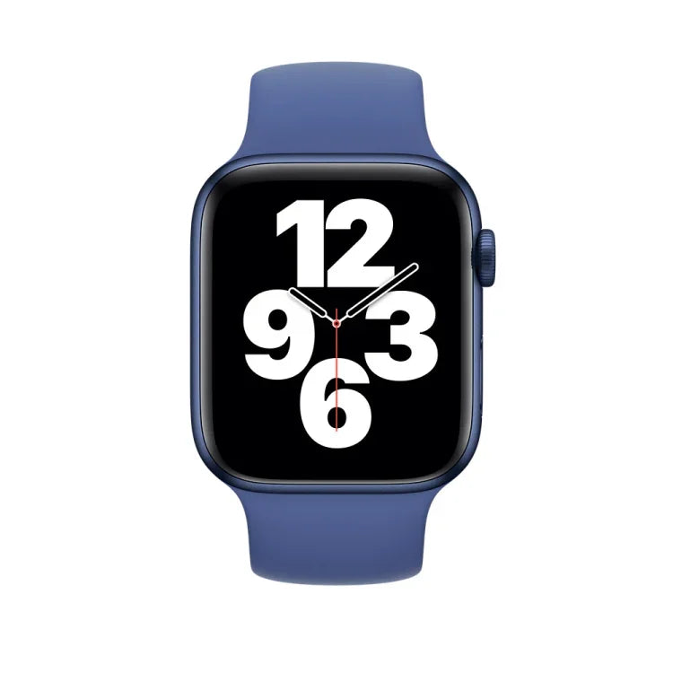 سوار ساعة سيليكون مرن بلون صلب لساعات Apple Watch سلسلة 8&7 مقاس 41مم / SE 2&6&SE&5&4 مقاس 40مم / 3&2&1 مقاس 38مم، الحجم: M 143مم (أكوا بلو)، الحجم: M 143مم