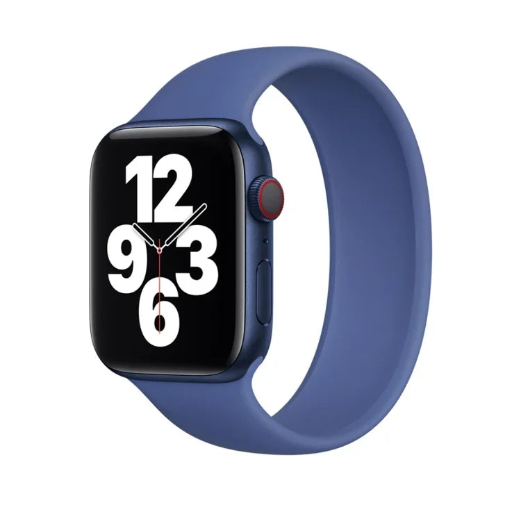 سوار ساعة سيليكون مرن بلون صلب لساعات Apple Watch سلسلة 8&7 مقاس 41مم / SE 2&6&SE&5&4 مقاس 40مم / 3&2&1 مقاس 38مم، الحجم: M 143مم (أكوا بلو)، الحجم: M 143مم