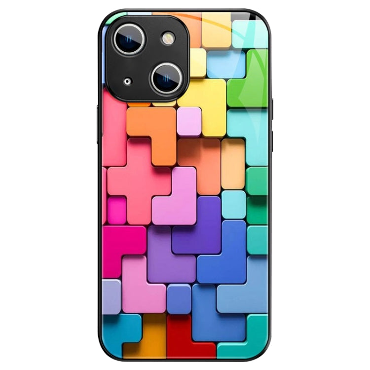 Colorful Toy Bricks Pattern Shockproof Glass Phone Case, For iPhone 14 Plus, For iPhone 14, For iPhone 14 Pro, For iPhone 14 Pro Max, For iPhone SE 2022 / SE 2020 / 8, For iPhone 13 Pro Max, For iPhone 13 Pro, For iPhone 13, For iPhone 13 mini         ...