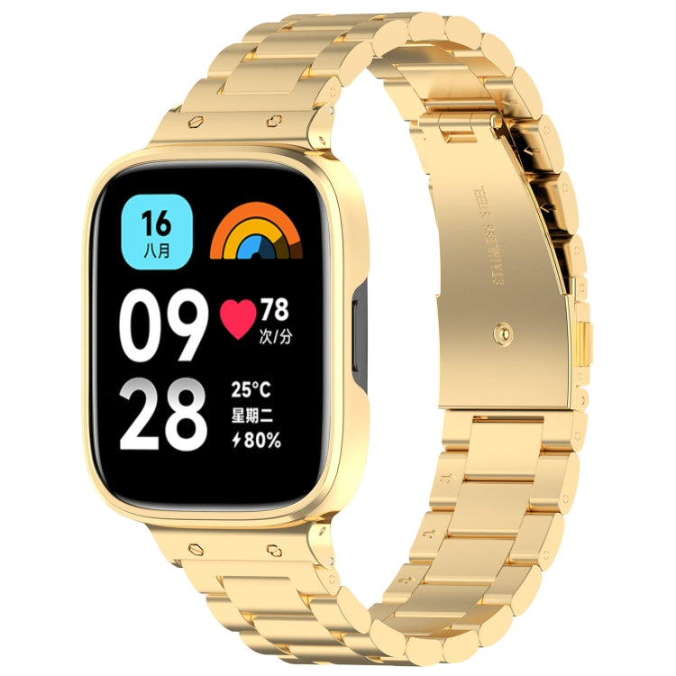 2 in 1 Three-bead Metal Watch Band with Watch Frame, For Redmi Watch 3 Lite / Watch 3 Active