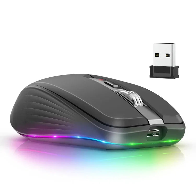 HXSJ M303 فأرة لاسلكية بوضعين 2.4GHz + بلوتوث 5.1 ودقة 2400 DPI