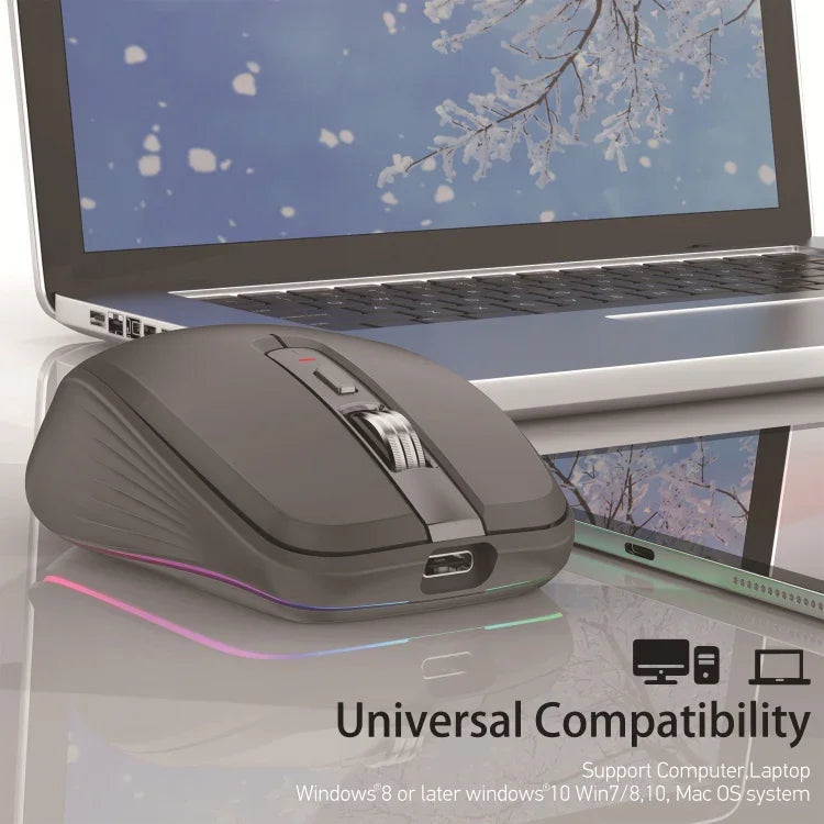 HXSJ M303 فأرة لاسلكية بوضعين 2.4GHz + بلوتوث 5.1 ودقة 2400 DPI