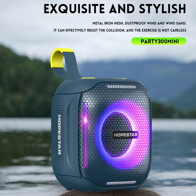 مكبر صوت بلوتوث محمول مقاوم للماء HOPESTAR Party 300mini IPX5 مع صوت ستيريو 360 درجة خارجي