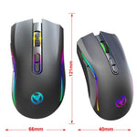 HXSJ T69 فأرة لاسلكية 2.4GHz بإضاءة RGB ودقة 4800 DPI، T69