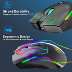 HXSJ T69 فأرة لاسلكية 2.4GHz بإضاءة RGB ودقة 4800 DPI، T69