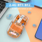 HXSJ T900 فأرة ألعاب لاسلكية شفافة بمغناطيس وثلاثة أوضاع
