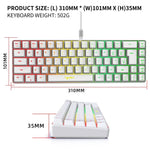 HXSJ V200 لوحة مفاتيح ميكانيكية سلكية بإضاءة RGB وعدد مفاتيح 68، طول الكابل: 1.7م، V200 أسود، V200 أبيض