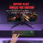 HXSJ V200 لوحة مفاتيح ميكانيكية سلكية بإضاءة RGB وعدد مفاتيح 68، طول الكابل: 1.7م، V200 أسود، V200 أبيض