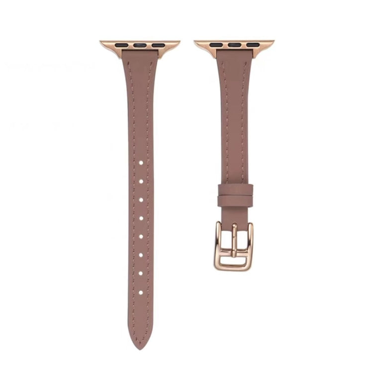T-shaped Slim Genuine Leather Watch Band, For Apple Watch Series 9 41mm, For Apple Watch Ultra 49mm, For Apple Watch Series 8 41mm, For Apple Watch Series 8 45mm, For Apple Watch SE 2022 40mm, For Apple Watch SE 2022 44mm