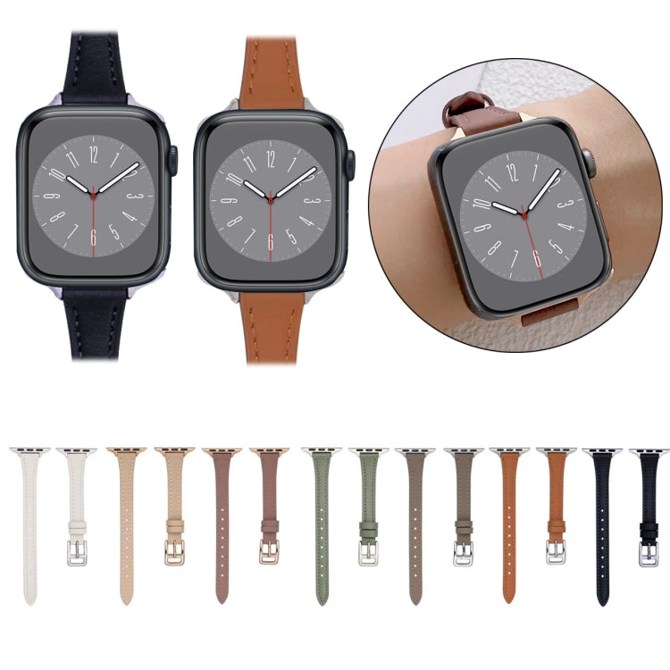 سوار ساعة رفيع من الجلد الطبيعي على شكل T، لساعات Apple Watch Series 5 مقاس 44 مم، Apple Watch Series 5 مقاس 40 مم، Apple Watch Series 4 مقاس 44 مم، Apple Watch Series 4 مقاس 40 مم، Apple Watch Series 3 مقاس 38 مم، Apple Watch Series 3 مقاس 42 مم