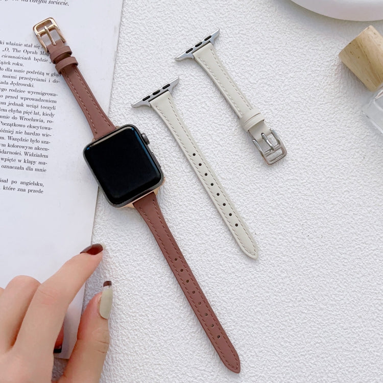 سوار ساعة من الجلد الأصلي الرفيع على شكل حرف T، لسلسلة Apple Watch 2 مقاس 42 مم، لسلسلة Apple Watch 2 مقاس 38 مم، لسلسلة Apple Watch مقاس 42 مم، لسلسلة Apple Watch مقاس 38 مم