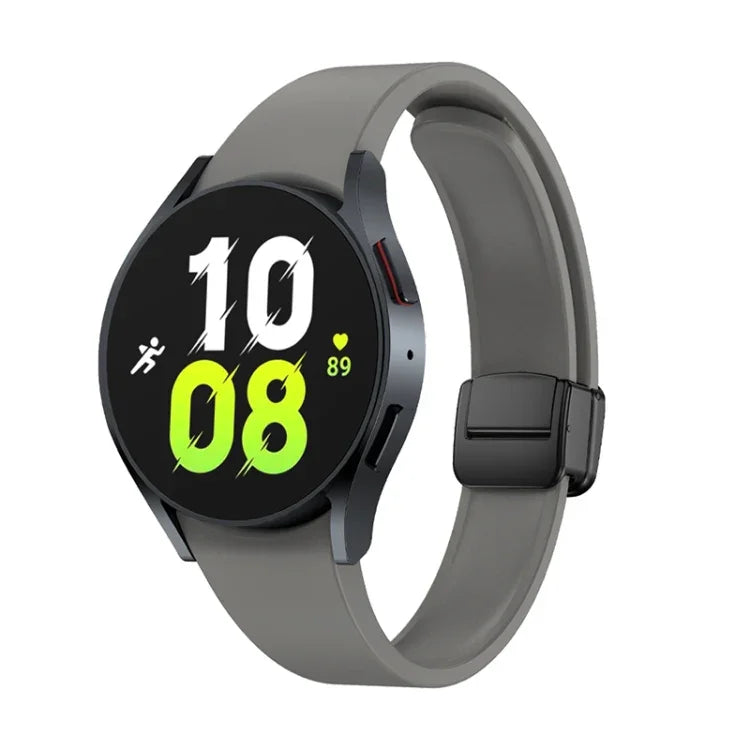 Magnetic Folding Black Buckle Silicone Watch Band, For Samsung Galaxy Watch 6