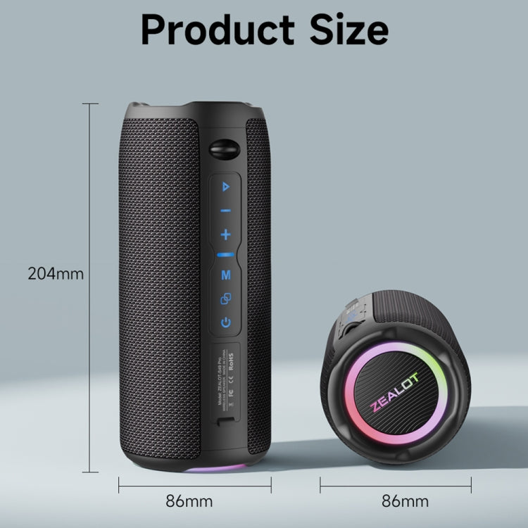 مكبر صوت بلوتوث لاسلكي محمول خارجي بقوة 20 واط مع إضاءة RGB من Zealot S49 Pro، S49 Pro